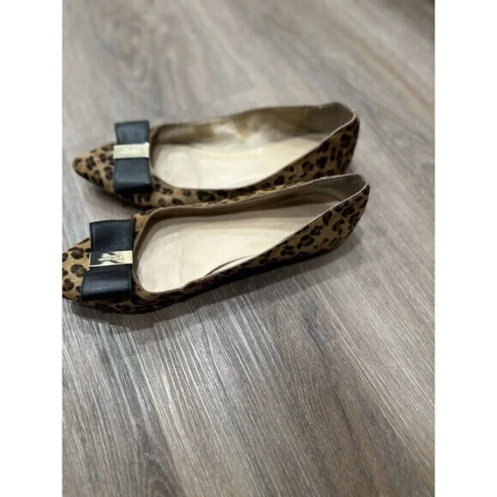 Kate Spade ‎ Calf Hair Leopard Leather Bow Flat 8 Pointed Toe Norah